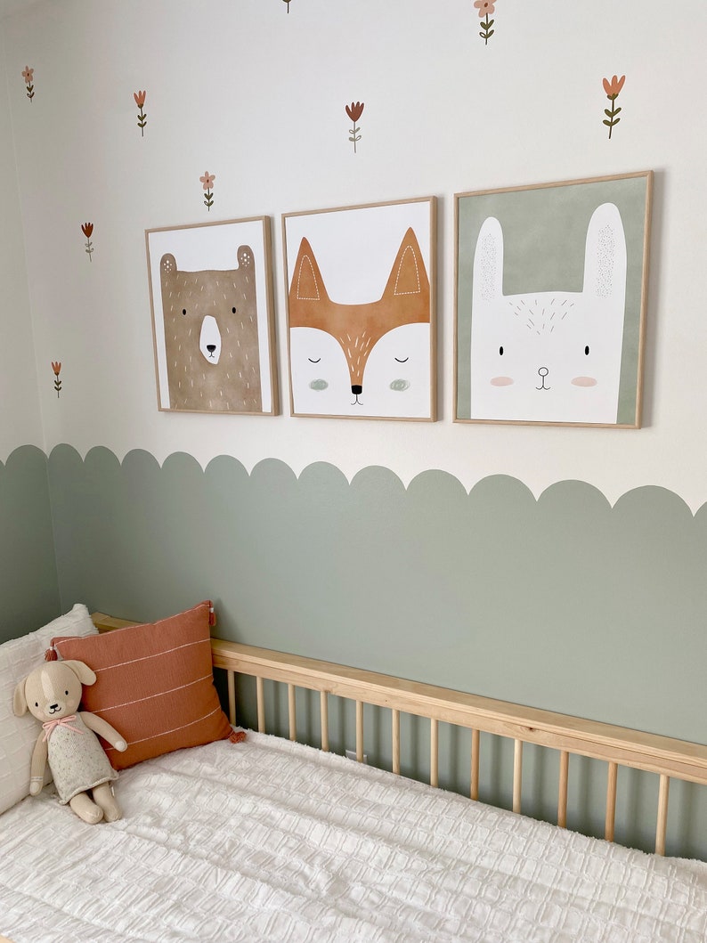 boskunstafdrukken, boskwekerijdecor, bosdierenprint, boskunst voor kinderkamer, boskwekerijkunst, kinderkamerafdrukken afbeelding 5