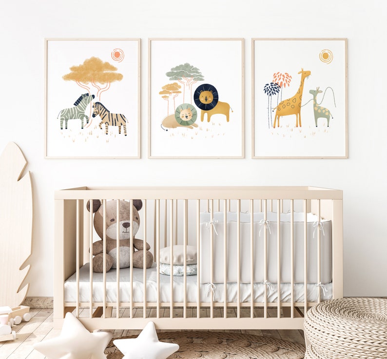 Safari Art Prints Safari Nursery Print Safari Nursery Decor Etsy