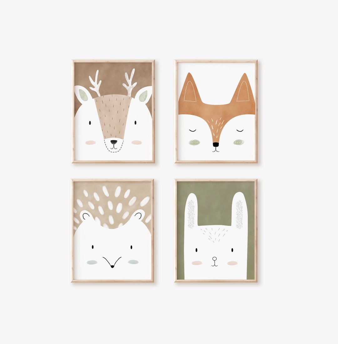 Woodland Art Prints, Woodland Nursery Decor, Woodland Animals Print, Woodland Art for Kids Room