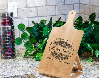 Cutting Board Cookbook Easel/Stand - Personalized by laser engraving