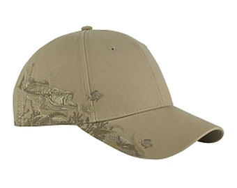 DRI-DUCK HEADWEAR Wildlife Bass cap - D3303 with laser engraved patch added to the front