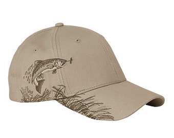 DRI-DUCK HEADWEAR Wildlife Trout Cap - D3256 with laser engraved patch added to the front
