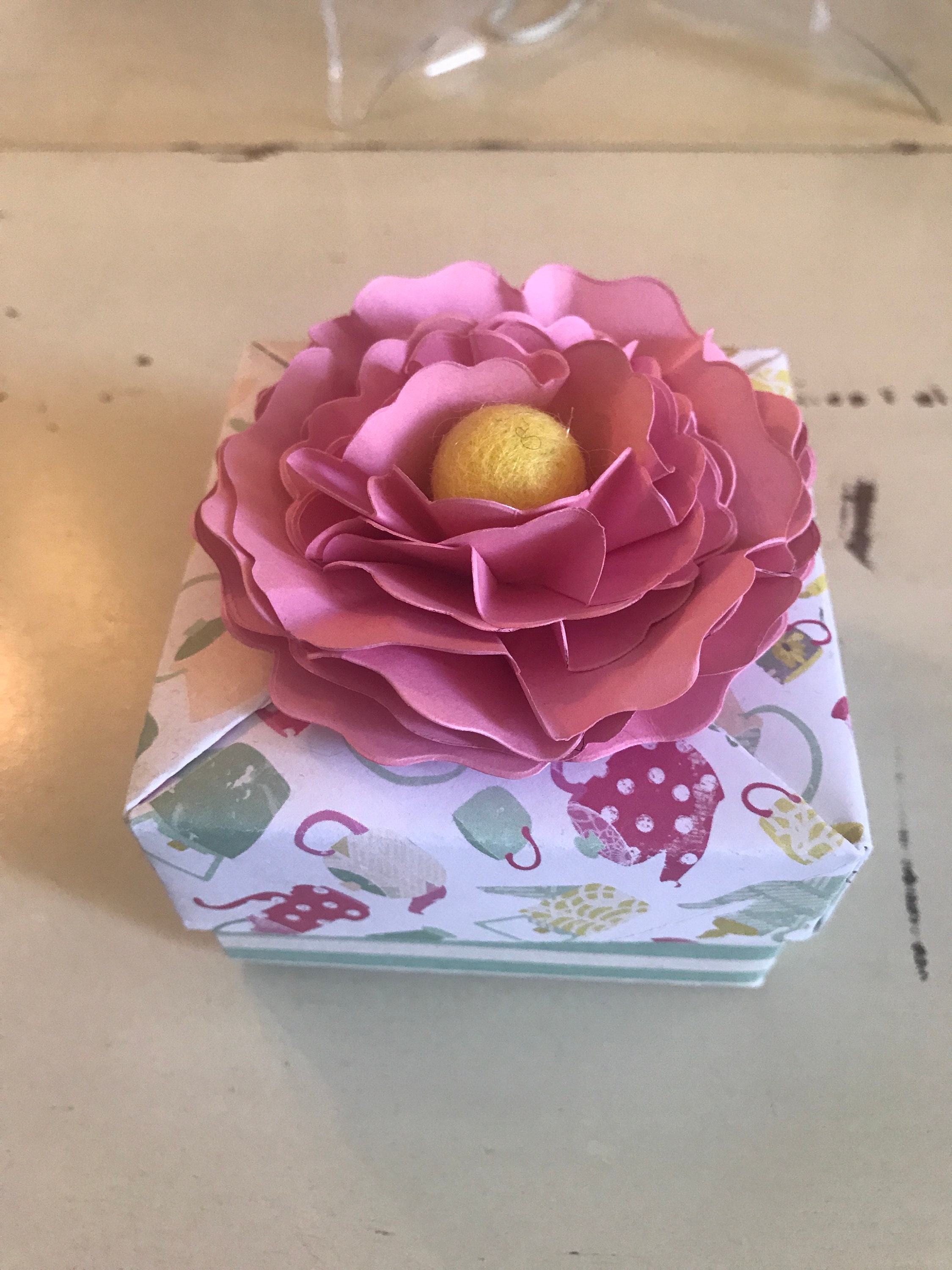 pink paper flower gift box etsy paper flower gift box