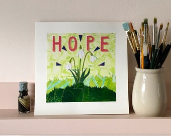 HOPE - original collage - wall decor - art print