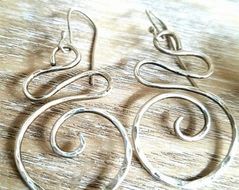 Sterling Silver Swirling Earrings Lightweight Earrings, 925 Earrings and Earwires, Gift Earrings, Everyday Earrings