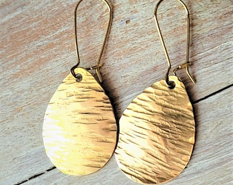 Golden Shimmer Teardrop, Brass and Gold Earwire or Sterling Silver, your choice, Golden Brass Earrings, Gift Earrings, All Occasion Earrings