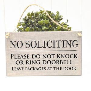 Custom No Soliciting Wood Sign: Do Not Knock Door Sign
