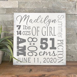 Baby stat - Baby shower gift - New baby gift - New mom gift - Baby announcement - Baby birth stats - Baby sign