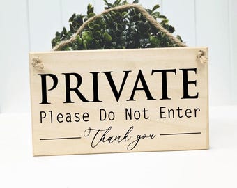 Cartello privato "Vietato l'ingresso" con corda, cartello personalizzato da appendere all'esterno, cartello privato in legno per porta