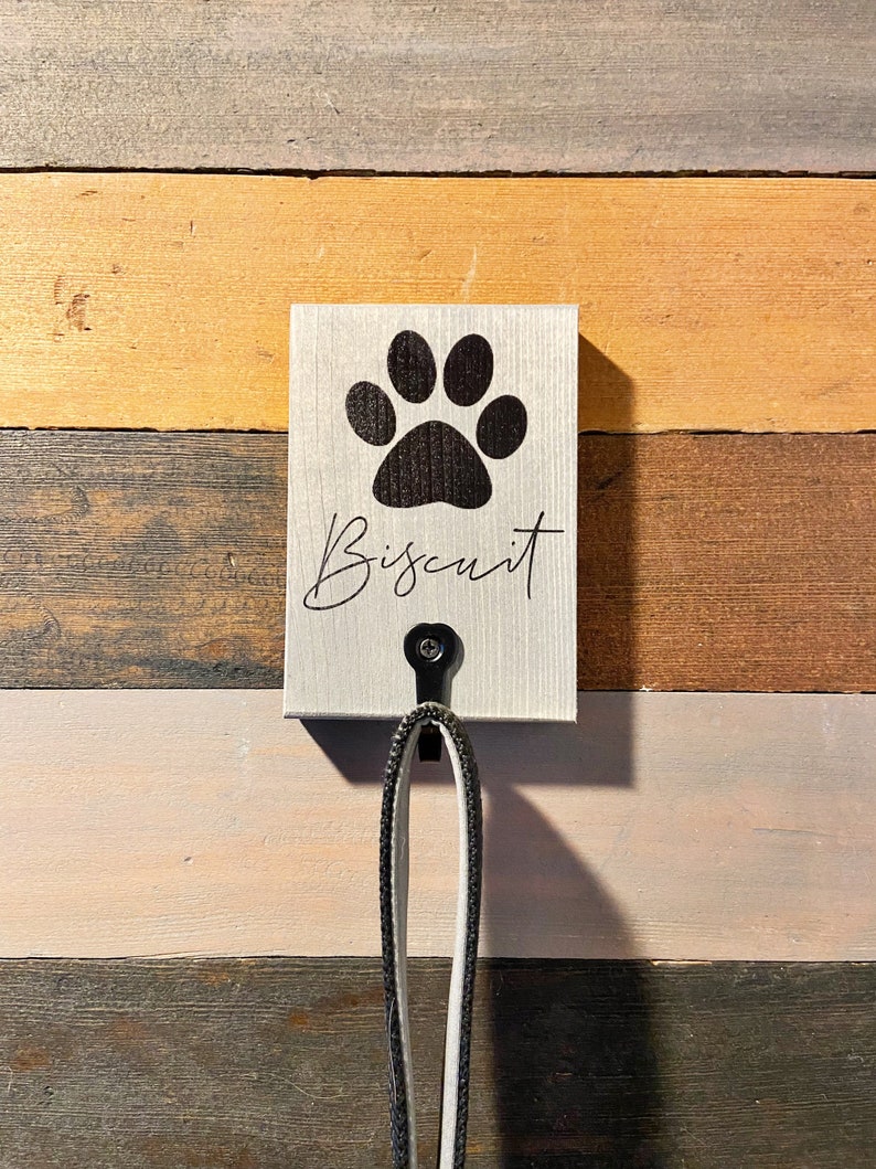 Custom Wood Hook With Name Initial Dog Hook Personalized Etsy
