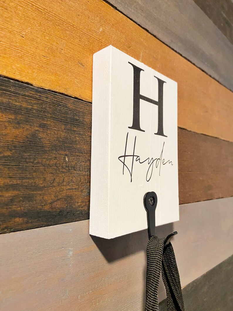 Custom Wood Hook With Name Initial Dog Hook Personalized Etsy