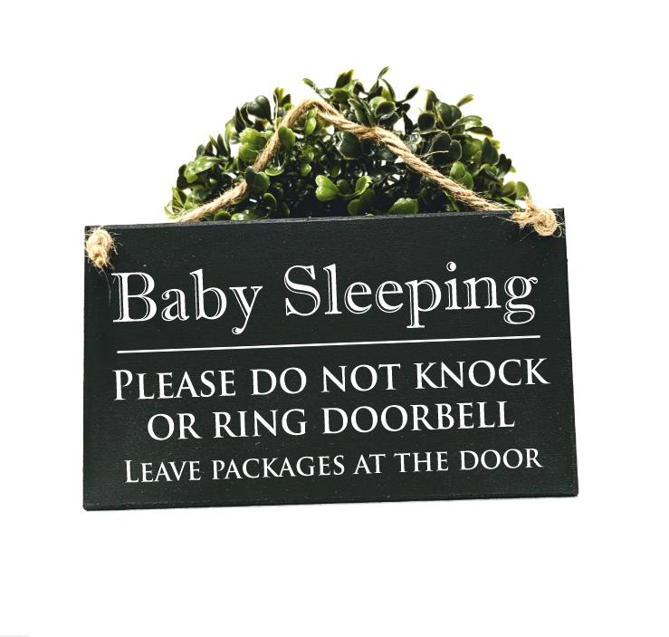 Baby Sleeping Door sign, Please Do Not Disturb Wood Sign with rope, New Baby gift, Custom Outdoor hanging sign, Do not knock ring doorbell
