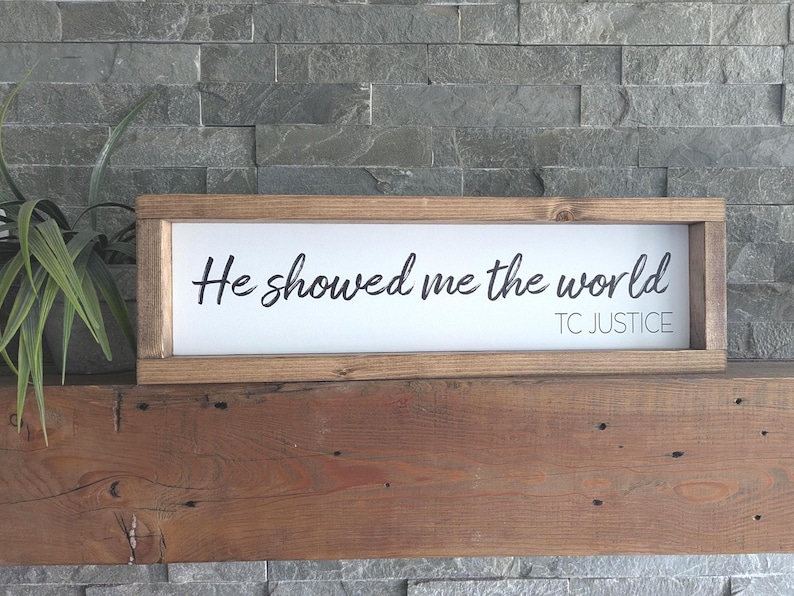 Custom Wood Framed Sign: Personalized Quote, Song Lyrics, Wall Art 12"x24" / Walnut
