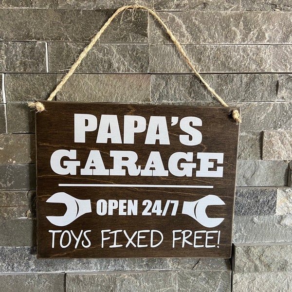 Grandpa's Garage - Papa's Garage - Workshop sign -  Customizable - Custom shop sign - Fathers Day - Grandparent gift - Opa - Poppy - Shop