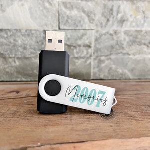 Custom USB Flash Drive Stick- Personalized USB with name - 16 Gig - Personalised USB Sticks with Name Date - Wedding Video Photos