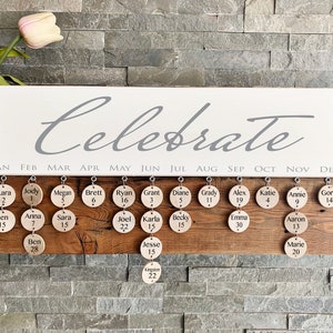 Family Birthday Calendar Sign: Anniversary Tracker, Wood Discs