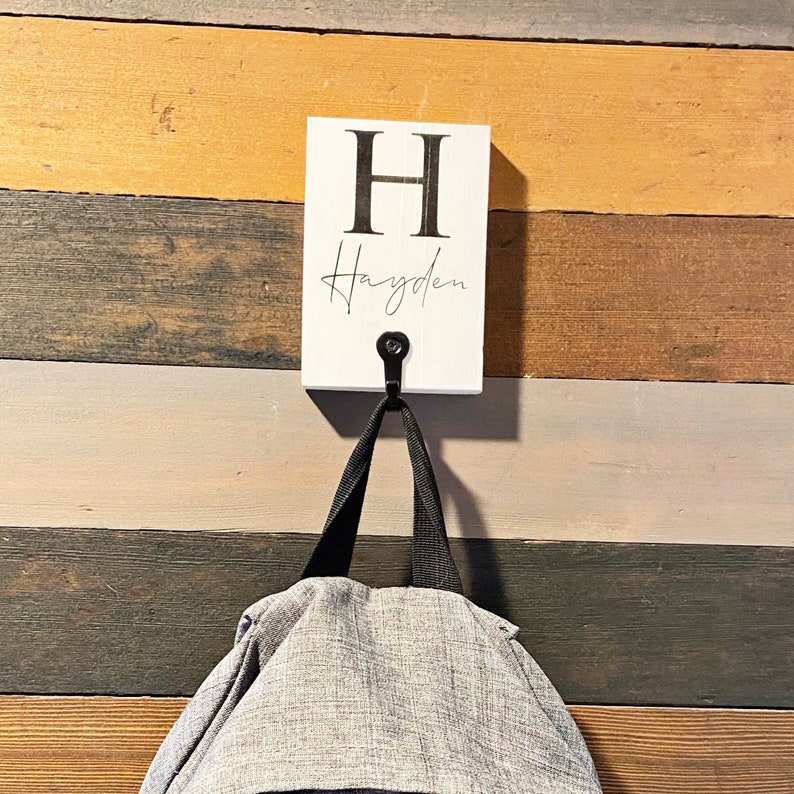 Custom Wood Hook With Name Initial Dog Hook Personalized Etsy