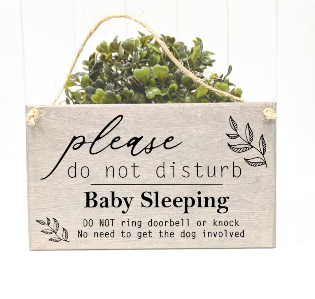 Sleeping Do Not Disturb Door Hanger Sign - Double Sided Acrylic Plaque 9x5.35 Inches