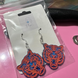 orange and blue Tiger earring