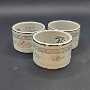 Noritake Japan Vintage Ceramic Napkin Rings Set of 3