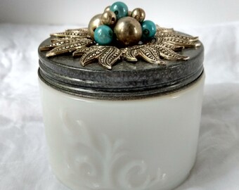Pewter Sun & Turquoise Trinket Storage Jar