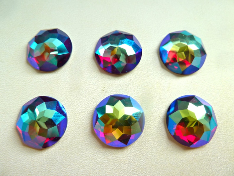 Vintage Austrian Blue Iridescent Cabochons