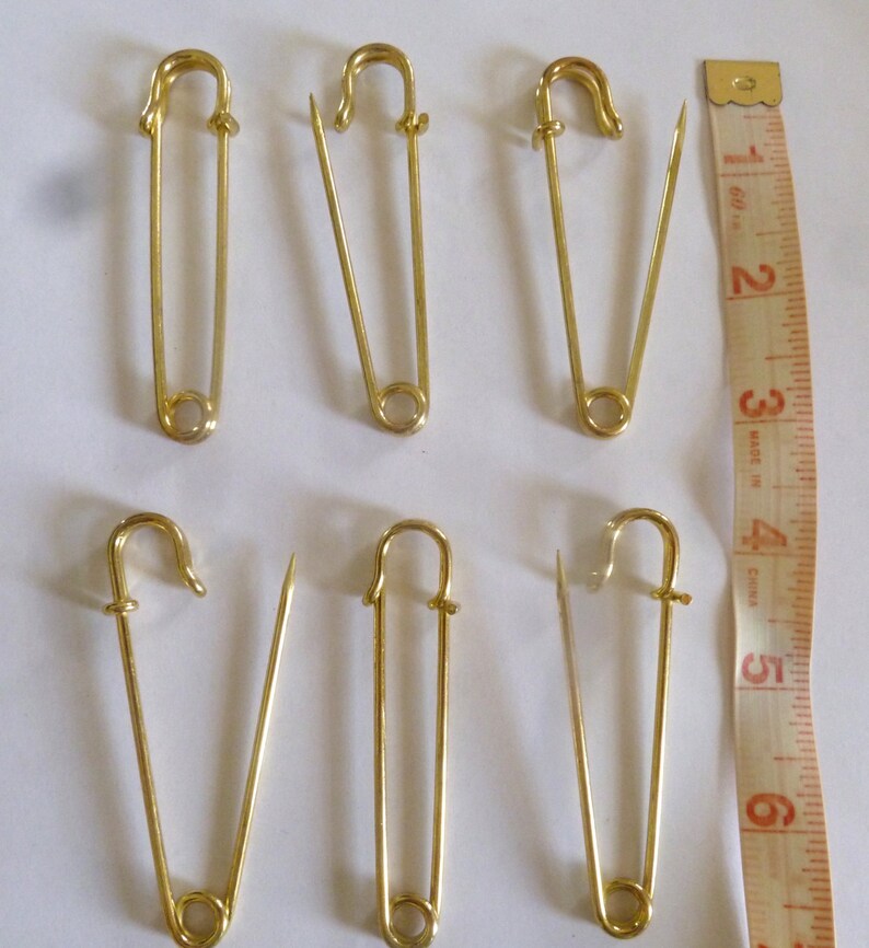 Vintage Big Safety Pins set of 6 Etsy