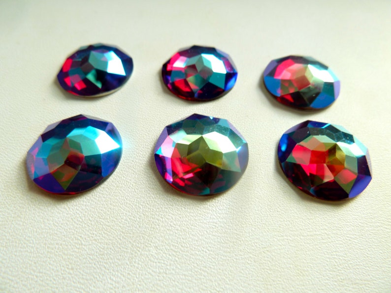 Vintage Austrian Blue Iridescent Cabochons