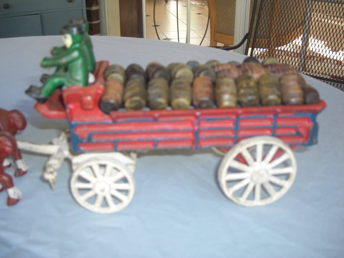 Antique Cast Iron Budweiser/Clydesdale Wagon and Horses Etsy