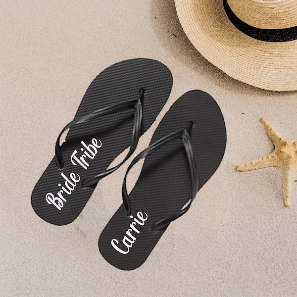 Personalized Bridal Party Flip Flops Decals, Name Decals for Wedding Sandals, Bachelorette Party Gifts