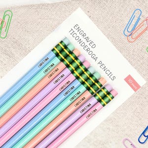 Personalized Ticonderoga Pencils Custom School Supplies Engraved Name Pencils Teacher Gift Ideas No. 2 Kids Pastel Writing Tools