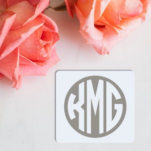 Initials Decal Sticker for Personalized Gifts for Her, Monogram Circle Decal, Custom Made Gifts, Back to School, Inverse Monogram Sticker