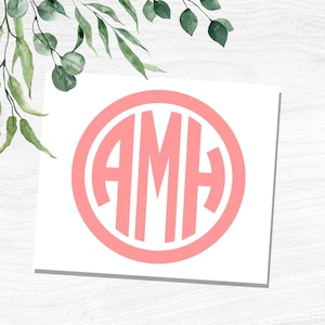 Monogram Vinyl Decal Stickers, Personalized Gifts for Her, Pink Initials Label