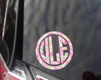 Floral Monogram Initial Decals for Car Window, Custom Waterproof Initial Sticker for Mom, Water Bottle Stickers, Computer Decals