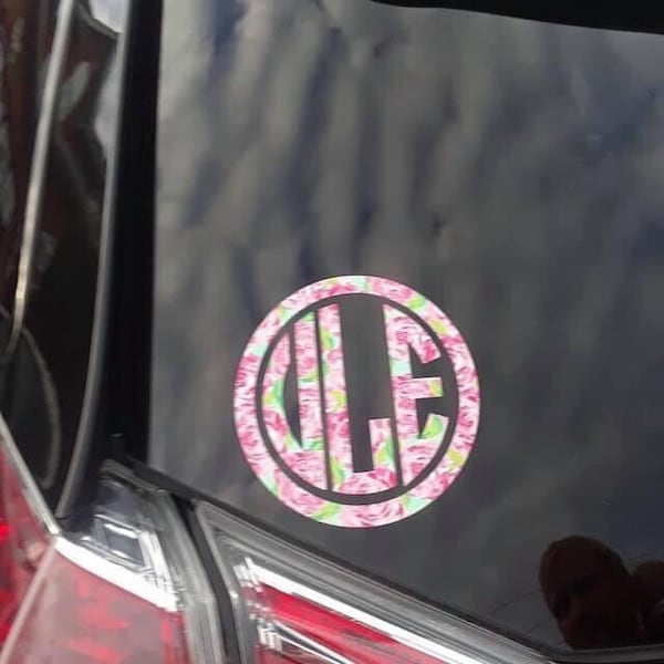 Floral Monogram Initial Decals for Car Window, Custom Waterproof Initial Sticker for Mom, Water Bottle Stickers, Computer Decals