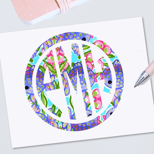 Monogram Decal Stickers, Waterproof Vinyl Patterned Adhesive Stickers,  Computer Label