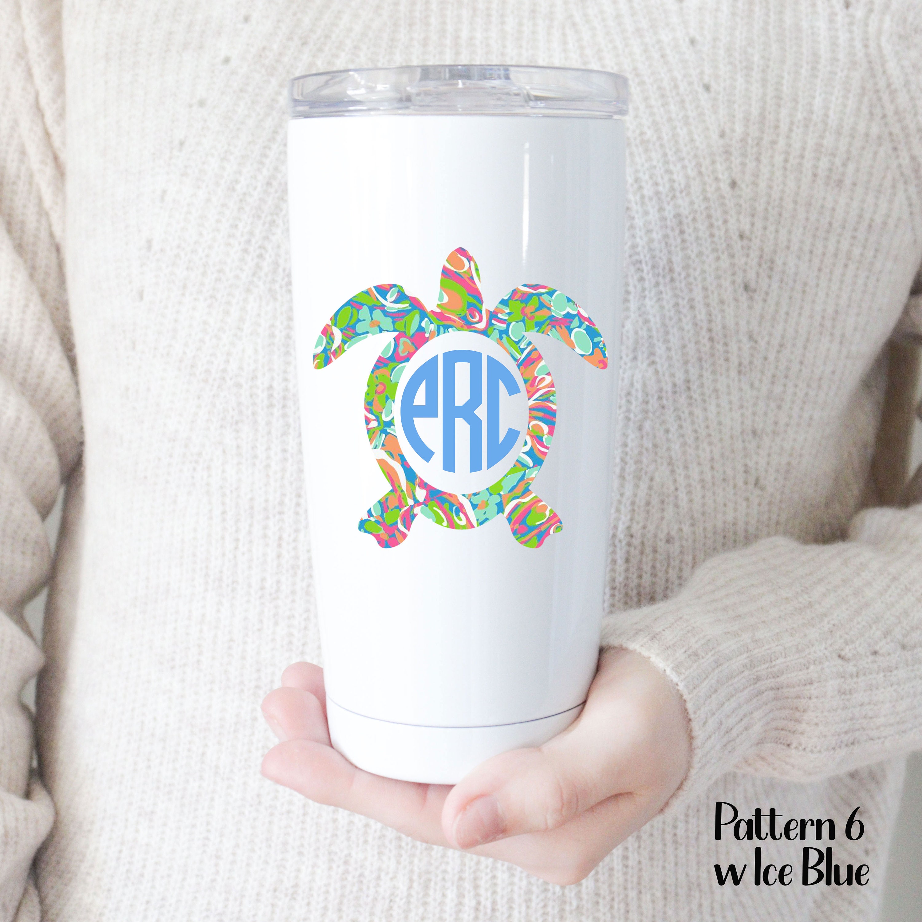 Turtle Initial Monogram Sea Turtle Vinyl Decal Sticker, Custom Sea Turtle Monogram, Initials ...