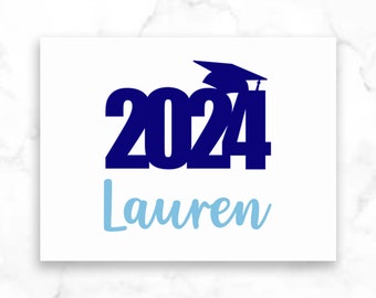 Custom 2024 Graduation Cap Vinyl Decal, 2024 Graduate Vinyl Jar Name Decal for Graduation Party