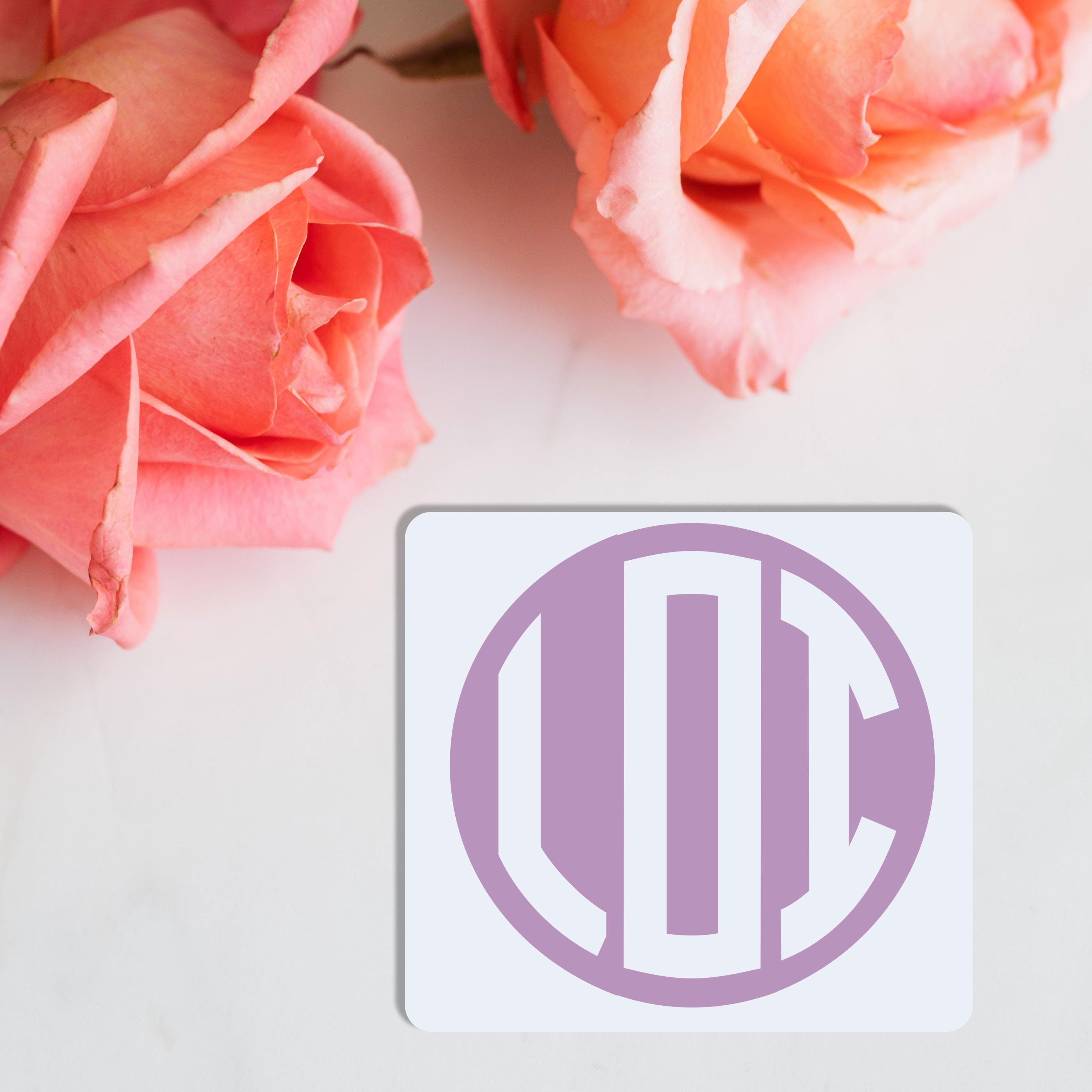 Initials Decal Sticker for Personalized Gifts for Her, Monogram Circle ...