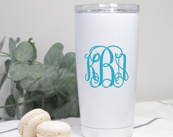 Monogram tumbler decal sticker, iPad computer label, preppy stickers