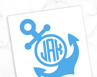 Anchor Monogram Sticker Nautical Beach Decal Cruise Ship Sticker Vacation Travel Theme