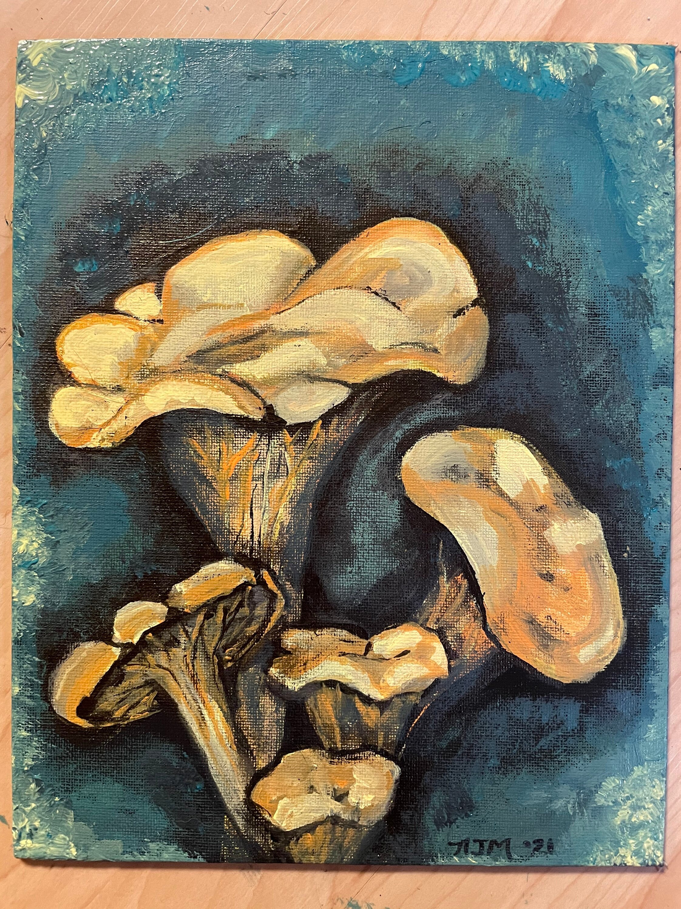 Chanterelles original art one of a kind acrylic canvas board Etsy