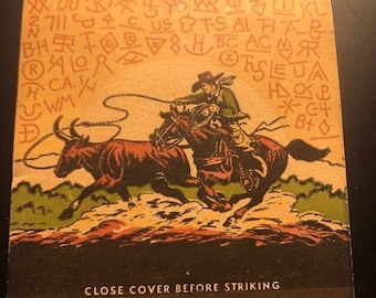 Rare Vintage HUGE Matchbook  -  Cowboy ~ Western