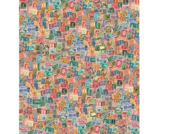 Cavallini & Co. Postage Stamps Poster, Archival Paper, Matte Print, 5 Pack