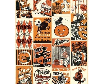 Cavallini & Co. Halloween Trick or Treat Poster, Archival Paper, Matte, 5 Pack