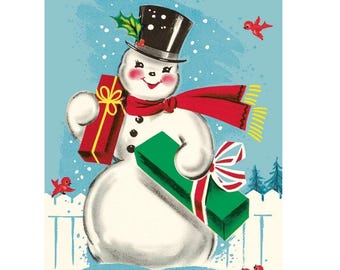 Cavallini & Co. Christmas Snowman Poster, Archival Paper, Matte Print, 5 Pack