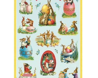 Cavallini & Co. Easter Bunnies Poster, Archival Paper, Matte Print, 5 Pack