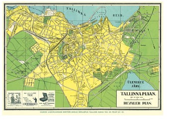 Cavallini & Co. Tallin Map Poster, Archival Paper, Matte Print, 5 Pack