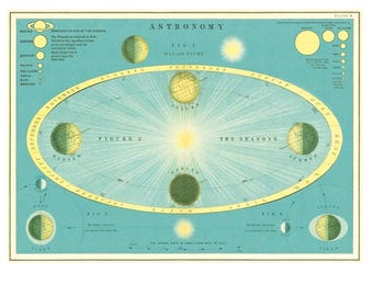 Cavallini & Co. Astronomy Chart Poster, Archival Paper, Matte Print, 5 Pack