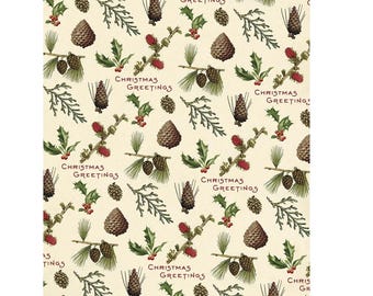 Cavallini & Co. Christmas Pinecones Poster, Archival Paper, Matte Print, 5 Pack